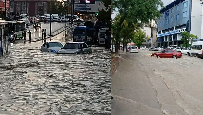 Ankara'da Sağanak Yağış: Arabalar Sürüklendi, Cadde ve Sokaklar Suyun İçinde Kaldı