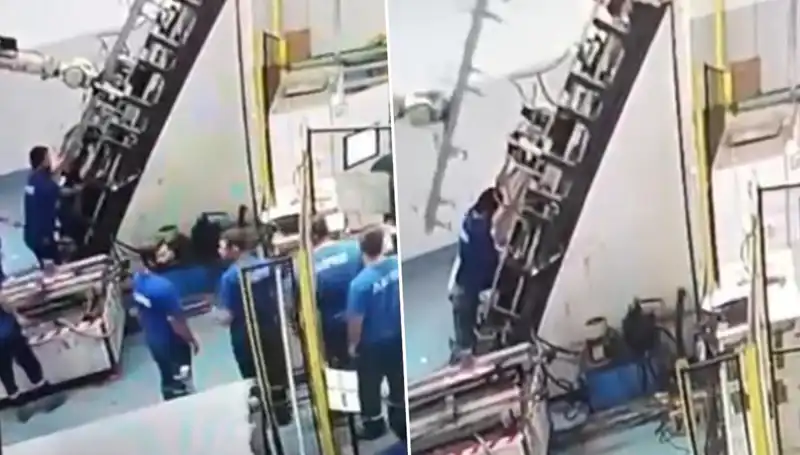 Fabrikada Korkunç Kaza: Makinenin Sırtına Saplanması!