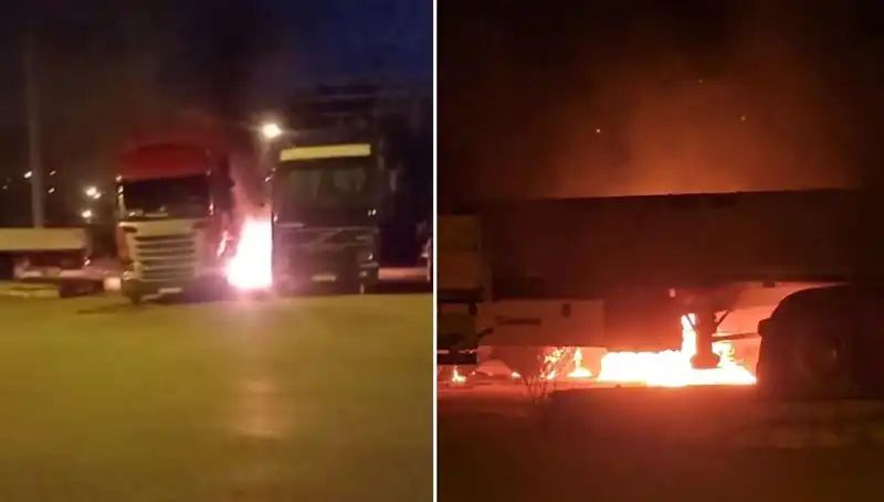Park Halindeki Tırları Kasten Ateşe Veren Şahıslar Gözaltına Alındı