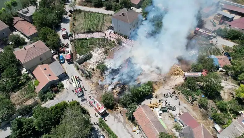 Arnavutköy'de Yangın Felaketi: Saman Balyaları Kül Oldu